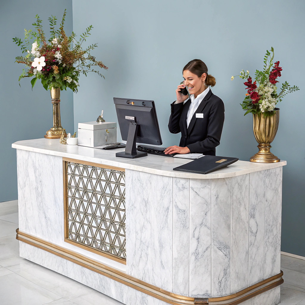 Professional concierge desk setup for real estate strategy