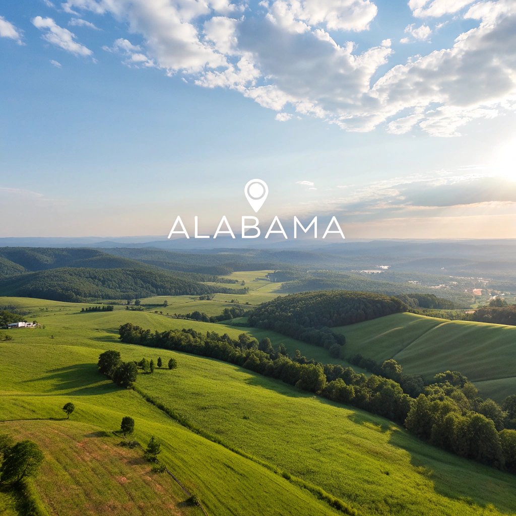 Rolling hills and landscape of North Alabama